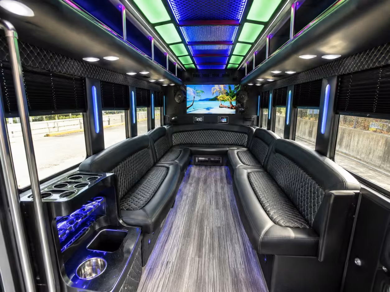 15 passenger party bus inside