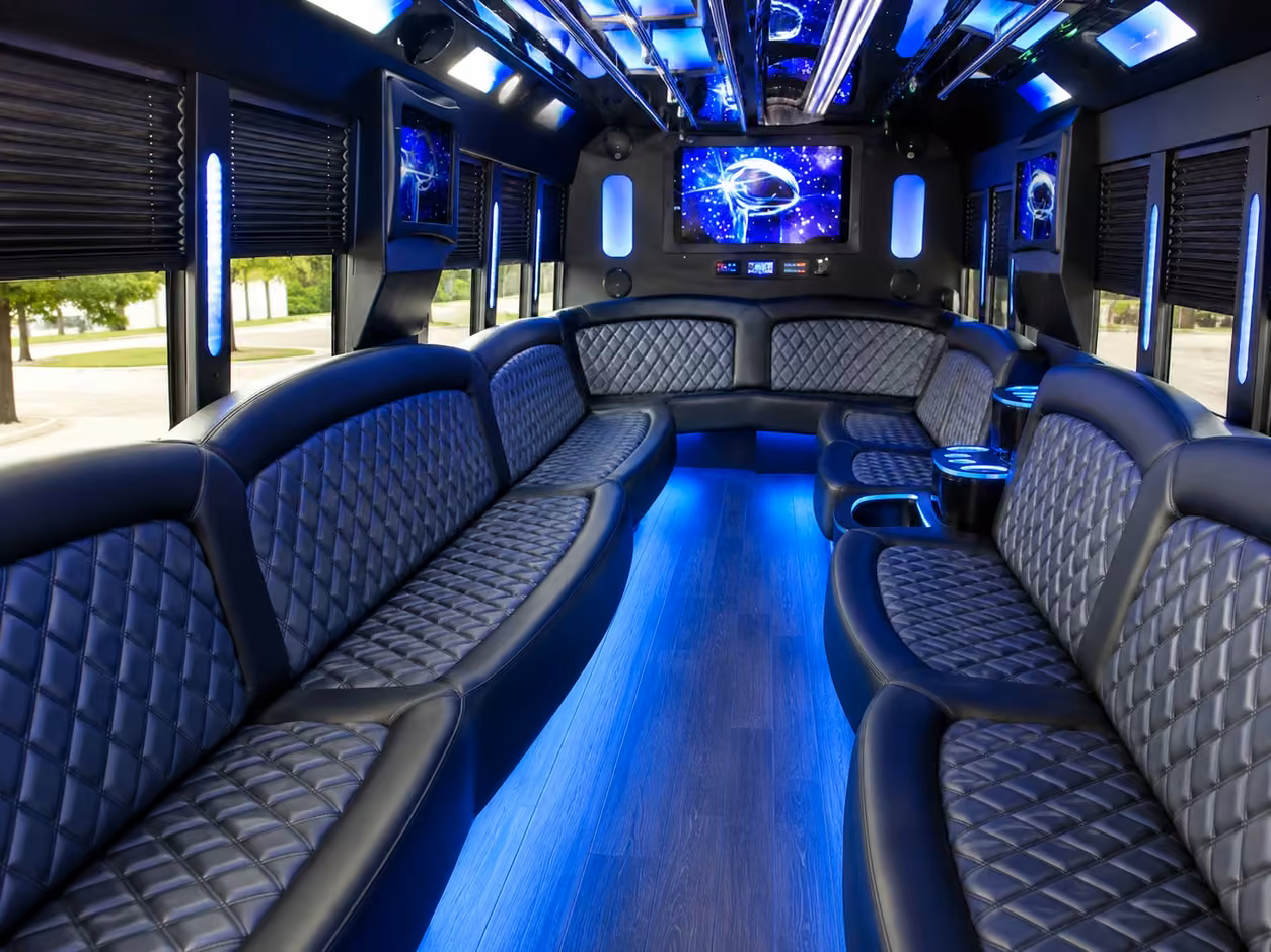 18 passenger party bus inside